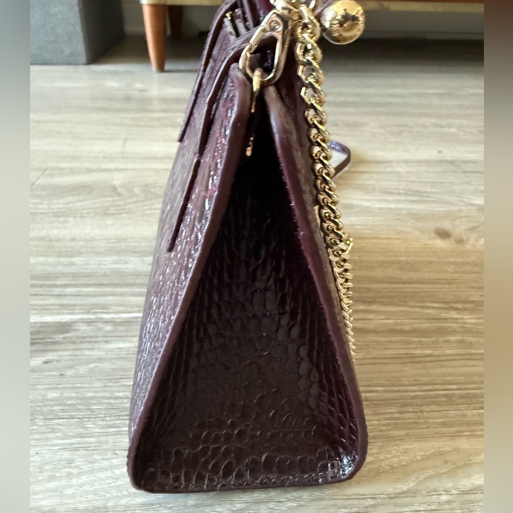 NWOT Strathberry Mini Tote in Burgandy Croc Embossed Leather with Gold Chain - Picture 7 of 15